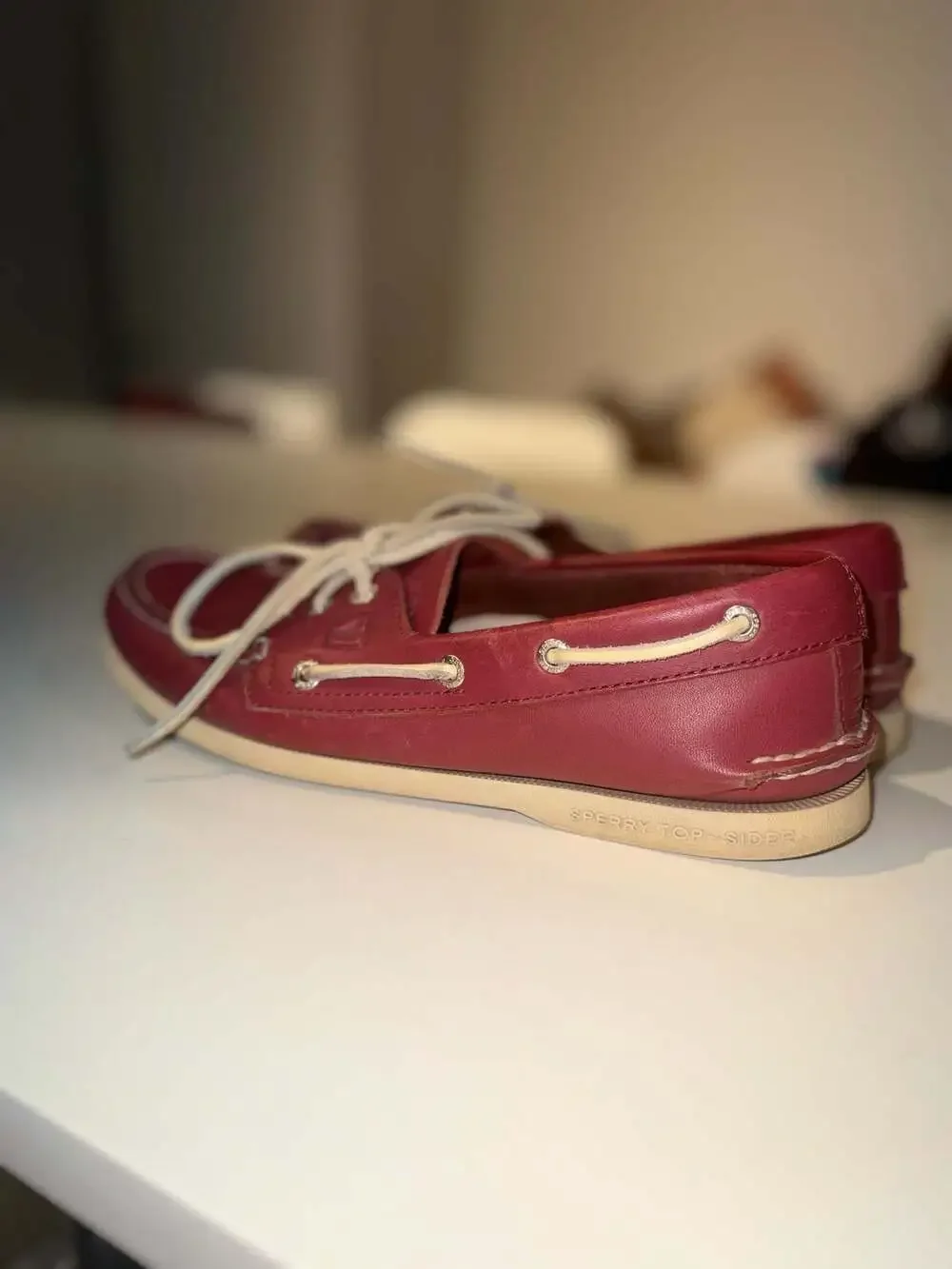 Sperry Top-Sider Authentic Original 2-Eye Boat Shoes Men's Size 8 M Red Leather